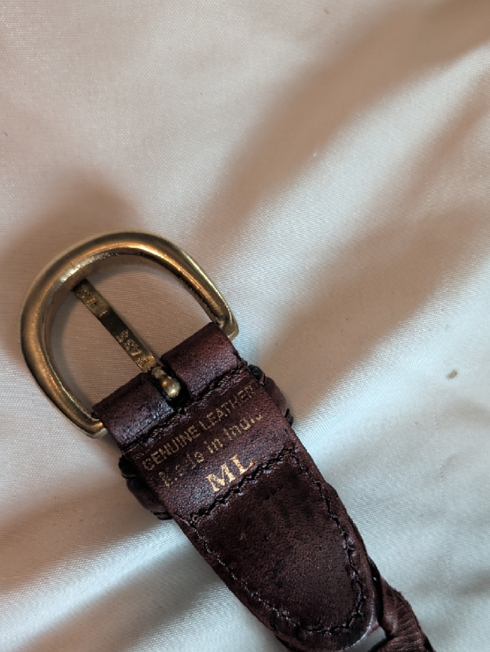 Braided Leather Waist Belt - Dark Brown - Picture 4 of 4